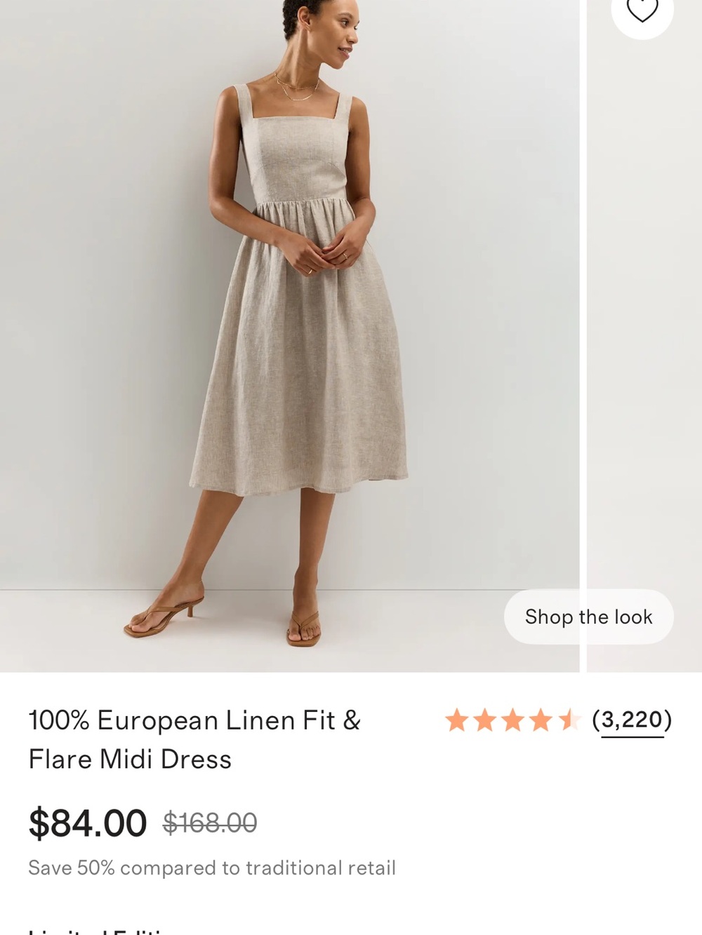 Quince Square-Neck Linen Midi Dress - Beige